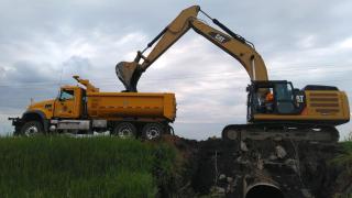 Digging out old culverts